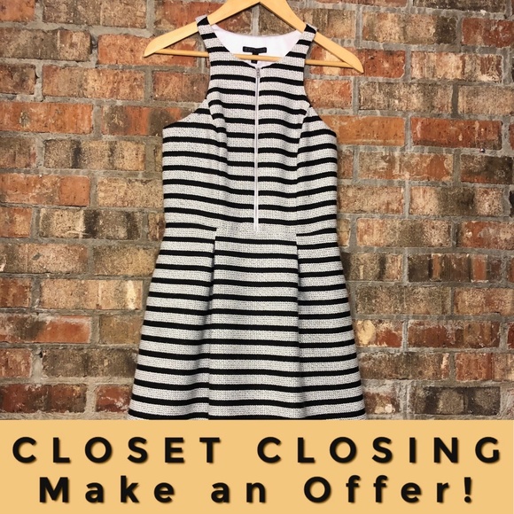 Express Dresses & Skirts - Express black and white striped zip front dress